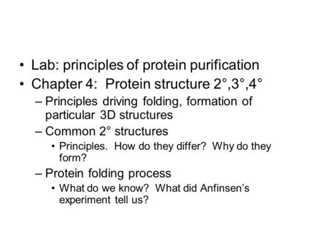 Lab: principles of protein purification