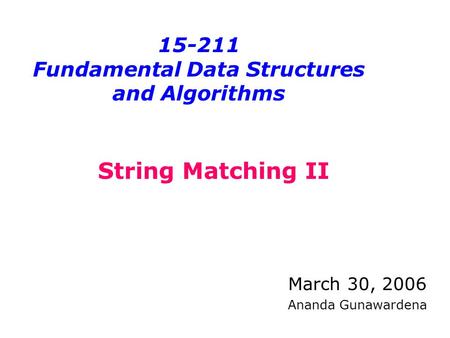 Fundamental Data Structures and Algorithms