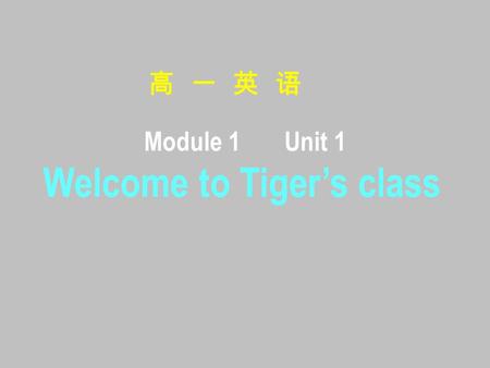 高 一 英 语 Module 1 Unit 1 Welcome to Tiger’s class.