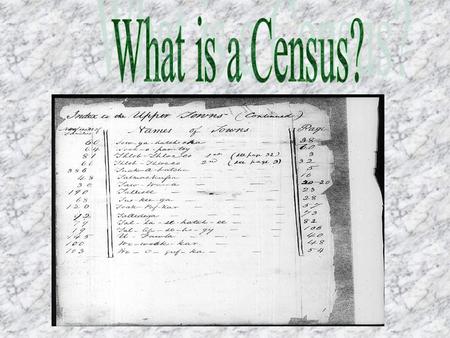 What is a Census? In 1801 the British Government decided to hold a census, that is a count of how many people lived in the country at the time, and information.