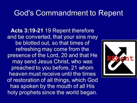 God's Commandment to Repent