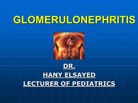 GLOMERULONEPHRITIS DR. HANY ELSAYED LECTURER OF PEDIATRICS.