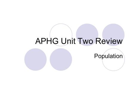 APHG Unit Two Review Population. Intro to Population The world’s population is currently greater than 6.5 billion people Population has been increasing.