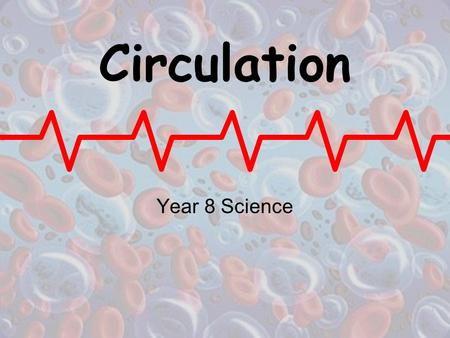 Circulation Year 8 Science. Blood The average human carries about 5 litres of blood in their body, which travels around what is known as the Circulatory.