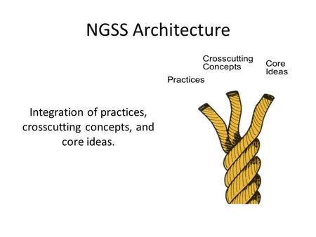 Integration of practices, crosscutting concepts, and core ideas. NGSS Architecture.