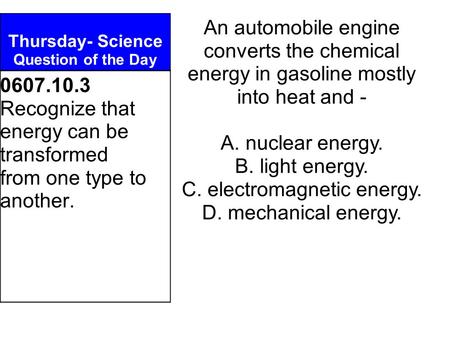 Thursday- Science Question of the Day