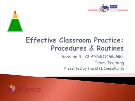 Session 4: CLASSROOM MBI Team Training Presented by the MBI Consultants.
