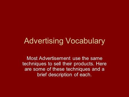 Advertising Vocabulary