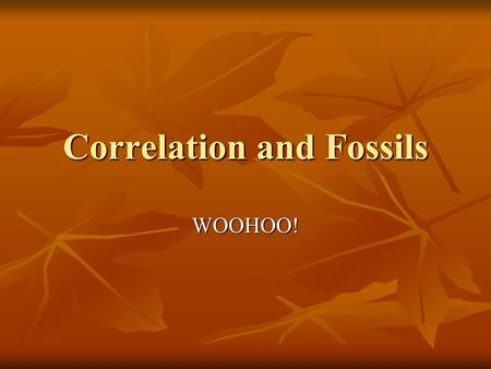 Correlation and Fossils WOOHOO!. Applying Principles of Relative Dating to Determine Geologic History of an Area The process of matching rocks or geologic.