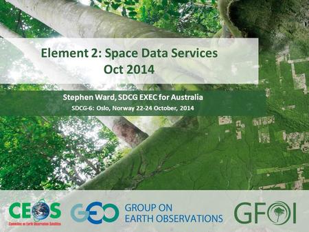 Www.earthobservations.org www.gfoi.org SDCG-6 Oslo, Norway October 22-24, 2014 Element 2: Space Data Services Oct 2014 Stephen Ward, SDCG EXEC for Australia.