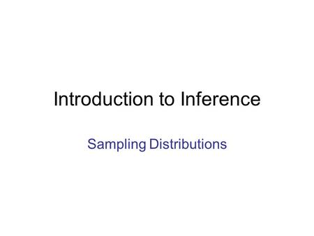 Introduction to Inference Sampling Distributions.