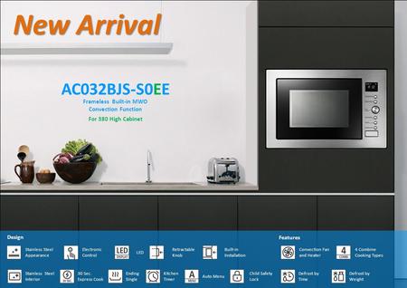 New Arrival AC032BJS-S0EE Frameless Built-in MWO Convection Function Electronic Control Design LED Retractable Knob Built-in Installation Stainless Steel.