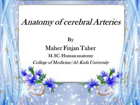 Anatomy of cerebral Arteries College of Medicine/ Al- Kufa University