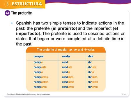 Spanish has two simple tenses to indicate actions in the past: the preterite (el pretérito) and the imperfect (el imperfecto). The preterite is used to.