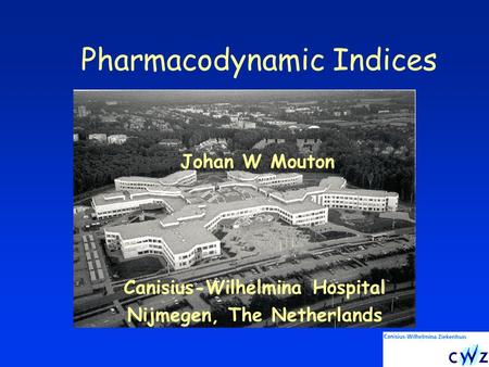 Pharmacodynamic Indices Canisius-Wilhelmina Hospital Nijmegen, The Netherlands Johan W Mouton.