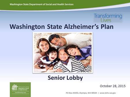 Washington State Alzheimer’s Plan Senior Lobby October 28, 2015.