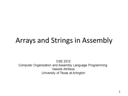 Arrays and Strings in Assembly