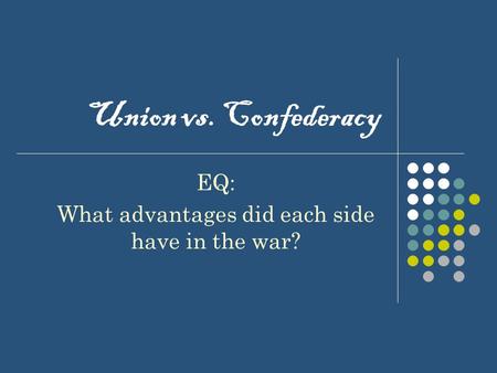 Union vs. Confederacy EQ: What advantages did each side have in the war?