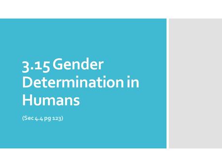 3.15 Gender Determination in Humans (Sec 4.4 pg 123)