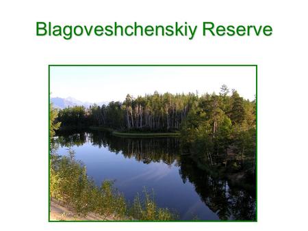 Blagoveshchenskiy Reserve. Nature Point out the difference between a national park Its aims are to protect the countryside and to allow people to enjoy.