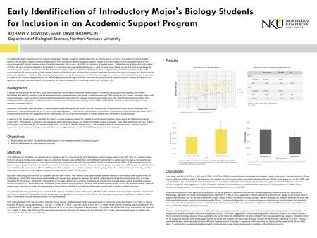Early Identification of Introductory Major's Biology Students for Inclusion in an Academic Support Program BETHANY V. BOWLING and E. DAVID THOMPSON Department.