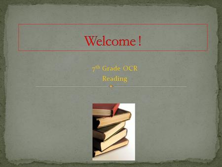 7 th Grade OCR Reading. Bachelors Degree - Muhlenberg College Masters Degree - The College of Saint Elizabeth Certificates Special Education K-12 Elementary.
