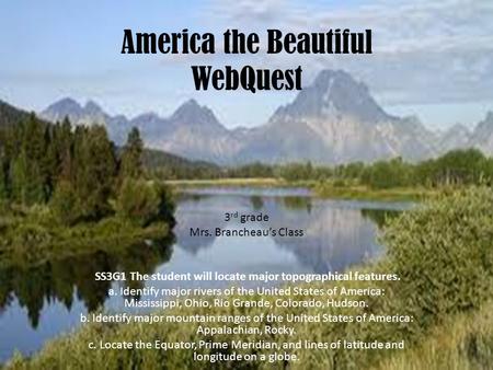 America the Beautiful WebQuest