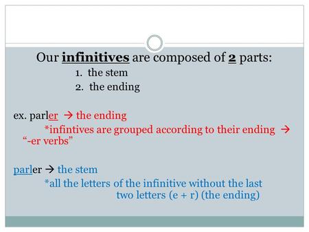 Our infinitives are composed of 2 parts: