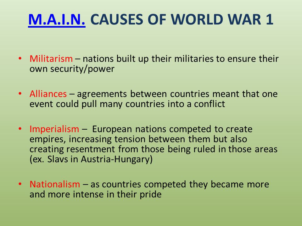 The Causes If Ww1