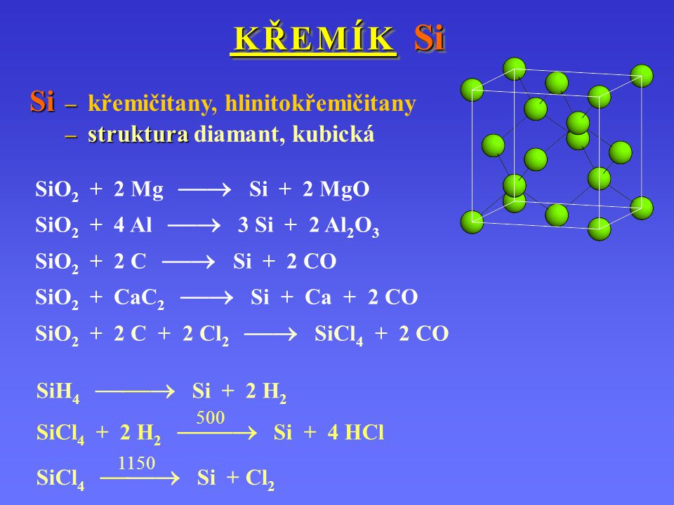 K R E M I K Si K R E M I K Si Si Si Kremicitany Hlinitokremicitany Struktura Struktura Diamant Kubicka Sih 4 Si 2 H 2 Sio Mg Si Ppt Download