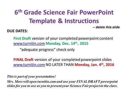6th Grade Science Fair PowerPoint Template & Instructions