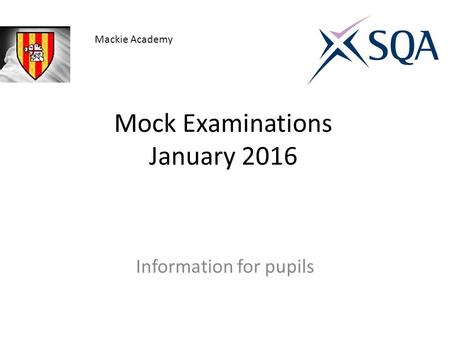 Mock Examinations January 2016