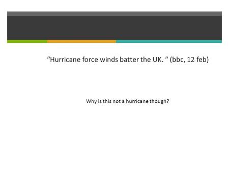 “Hurricane force winds batter the UK. “ (bbc, 12 feb) Why is this not a hurricane though?