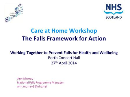 Care at Home Workshop The Falls Framework for Action Working Together to Prevent Falls for Health and Wellbeing Perth Concert Hall 27 th April 2014 Ann.