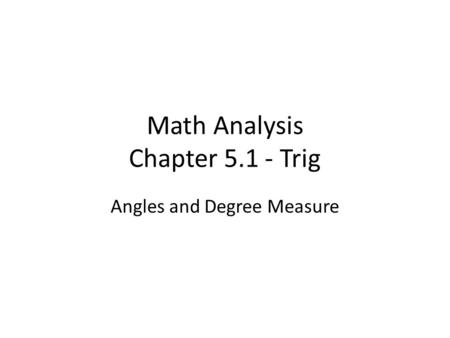 Math Analysis Chapter Trig