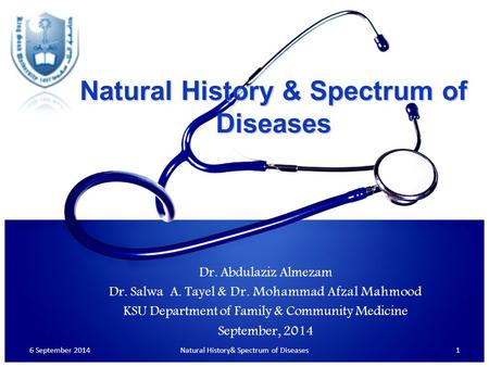 Natural History & Spectrum of Diseases