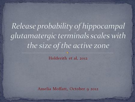 Holderith et al, 2012 Amelia Moffatt, October 9 2012.