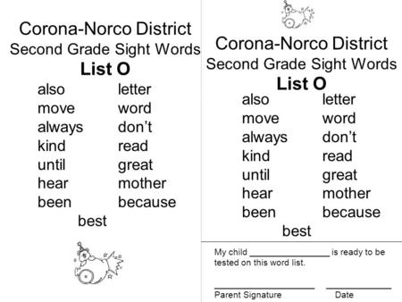 Corona-Norco District List O Corona-Norco District List O