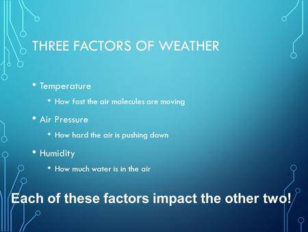 Three Factors of Weather