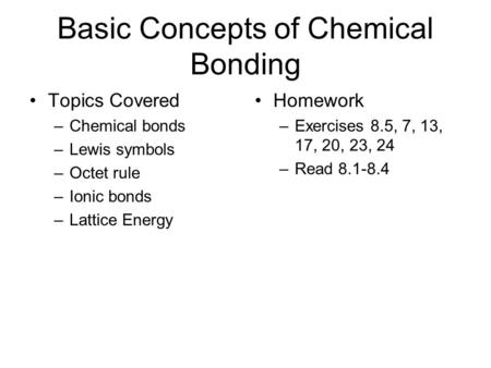 Basic Concepts of Chemical Bonding