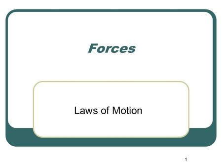 1 Forces Laws of Motion. 2 Newton’s First Law of Motion An object at rest remains at rest and an object in motion maintains its velocity unless it experiences.