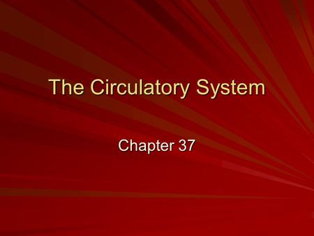 The Circulatory System Chapter 37. Functions of the Circulatory System Deliver –Oxygen –Nutrients –heat Pick up –Waste heat.