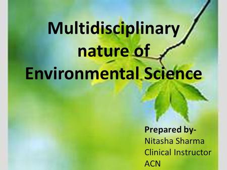 multidisciplinary nature of environmental studies notes