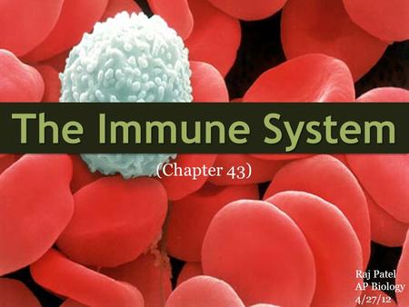 The Immune System (Chapter 43) Raj Patel AP Biology 4/27/12.