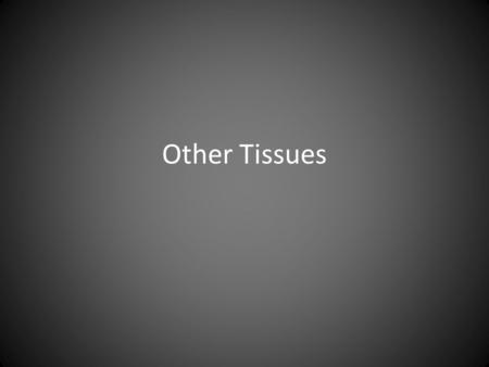 Other Tissues. Connective Tissues Connect body parts, widely distributed Functions – Protect, Support, Bind Characteristics – Varied blood supply – Contain.