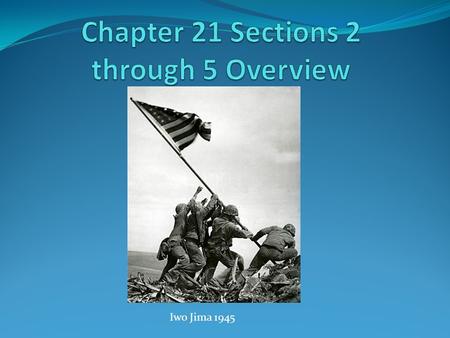 Iwo Jima 1945. Overview of Chapter 21 Section 2 I. Holding the Line Against Japan A. Chester Nimitz 1. He was the commander of the United States Navy.