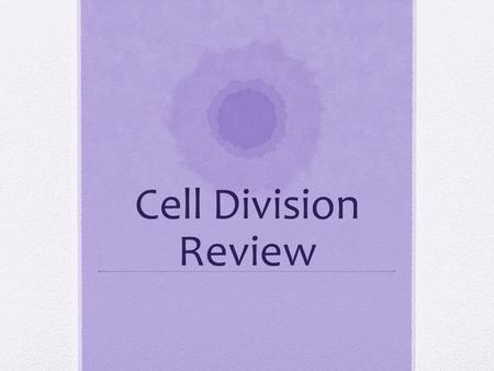 Cell Division Review. What the four major stages of the cell cycle? Which stages make up interphase?