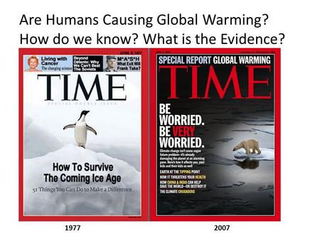 19772007 Are Humans Causing Global Warming? How do we know? What is the Evidence?