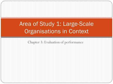 Chapter 3: Evaluation of performance Area of Study 1: Large-Scale Organisations in Context.