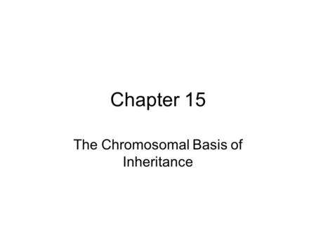 Chapter 15 The Chromosomal Basis of Inheritance.